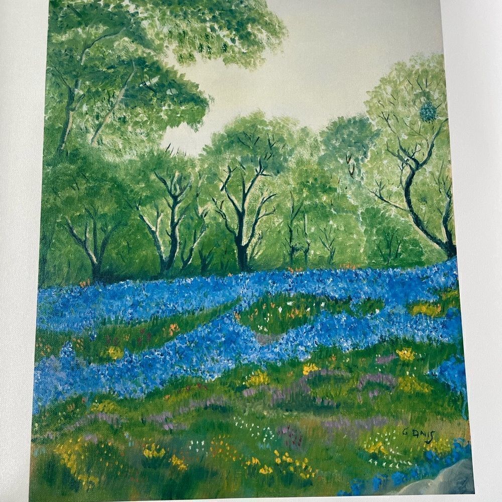 Texas Bluebonnets “Runnels Country Road” Landscape Giclee Painting Print Canvas